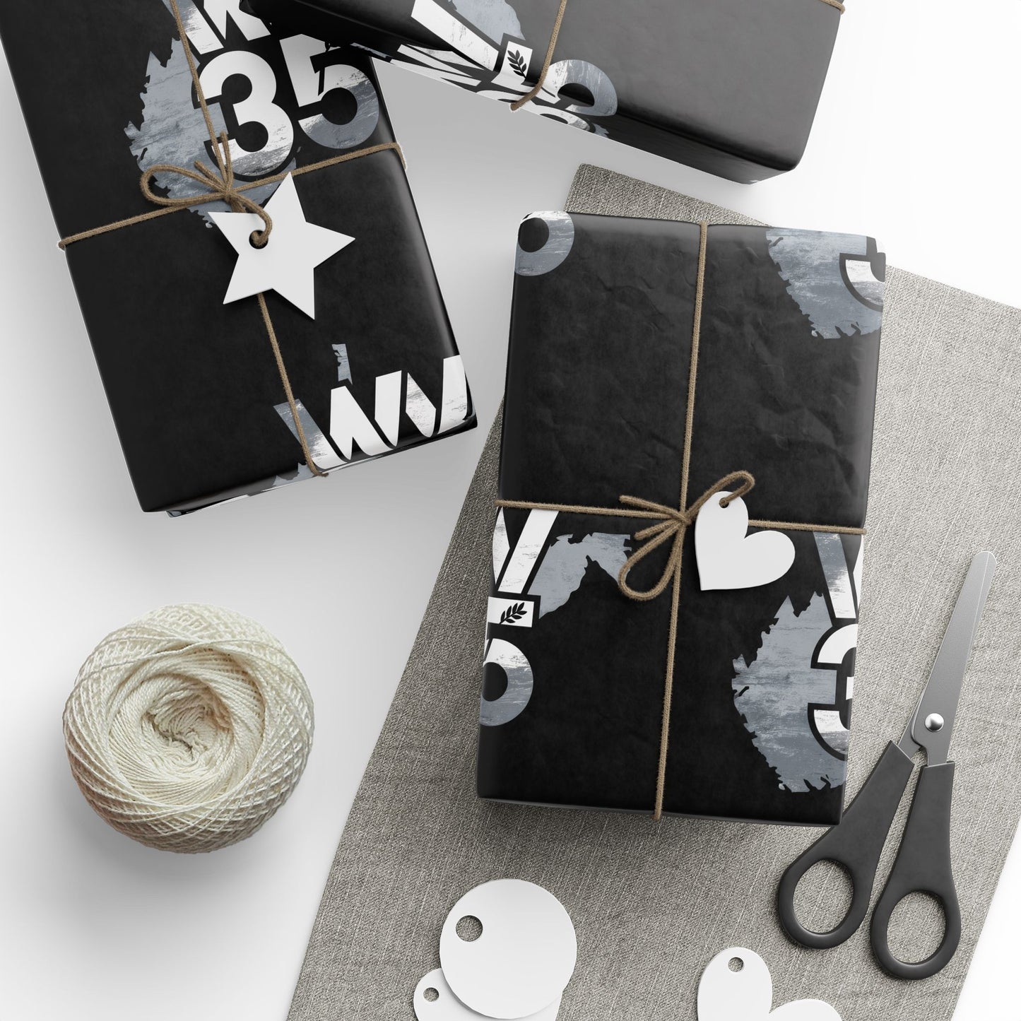 Bold Black Wrapping Paper | Unique Gift Wrap, Birthday, Celebration, Party Supplies, Holiday Packaging