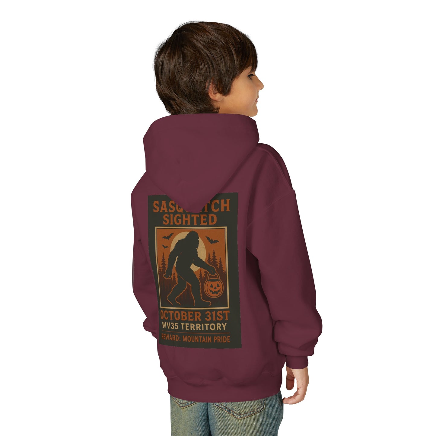Sasquatch Halloween Hoodie, Youth Sweatshirt, Fall Fashion, Spooky Gift, Outdoor Adventure Apparel, Kids Halloween Costume